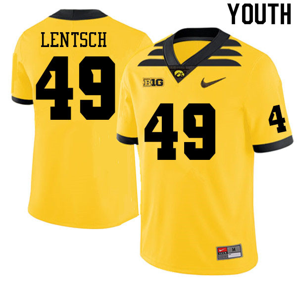 Youth #49 Andrew Lentsch Iowa Hawkeyes College Football Jerseys Sale-Gold - Click Image to Close